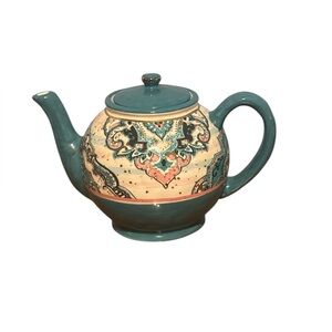 Potters Studio Artistic Teal and Cream Teapot